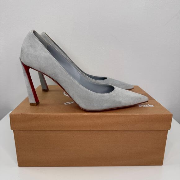 CHRISTIAN LOUBOUTIN Condora Pumps Light Blue Suede Pointed Toe Stiletto Heel 38 - Picture 2 of 12